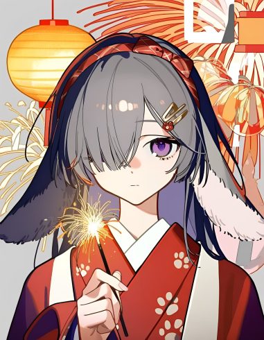 兔，新年快乐-猫匿